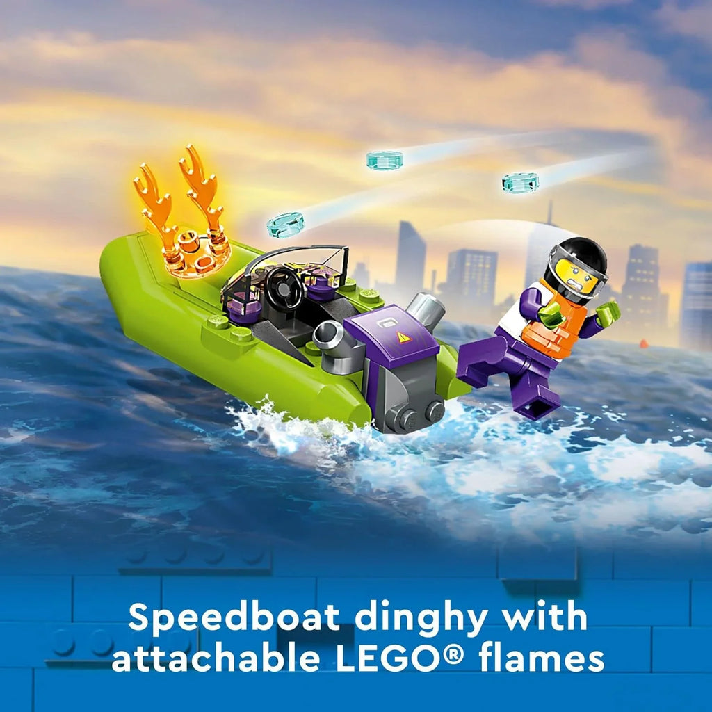 LEGO City Firefighting Rescue Boat Playset for Kids 60373 - Naivri