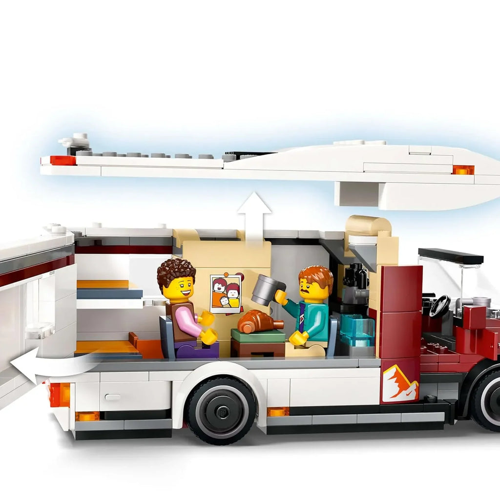 LEGO City Holiday Adventure Camper Van Toy Vehicle Set 60454 – Creative Building Blocks for Kids 6+ | Feature-Rich Family Camping Playset with Accessories, Minifigures, and Detailed Interior - Naivri