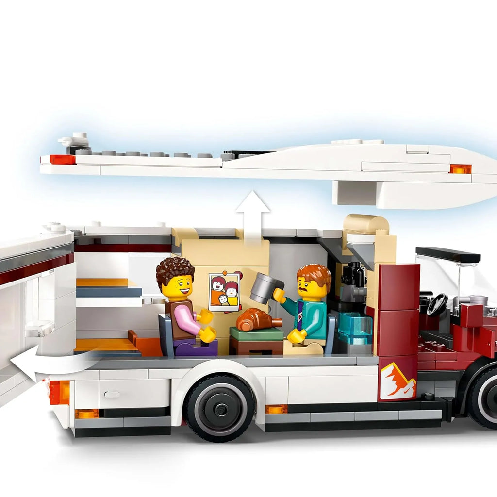 LEGO City Holiday Adventure Camper Van Toy Vehicle Set 60454 – Creative Building Blocks for Kids 6+ | Feature-Rich Family Camping Playset with Accessories, Minifigures, and Detailed Interior - Naivri