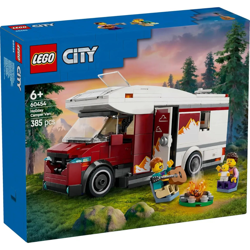 LEGO City Holiday Adventure Camper Van Toy Vehicle Set 60454 – Creative Building Blocks for Kids 6+ | Feature-Rich Family Camping Playset with Accessories, Minifigures, and Detailed Interior - Naivri