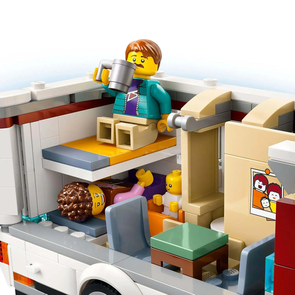 LEGO City Holiday Adventure Camper Van Toy Vehicle Set 60454 – Creative Building Blocks for Kids 6+ | Feature-Rich Family Camping Playset with Accessories, Minifigures, and Detailed Interior - Naivri