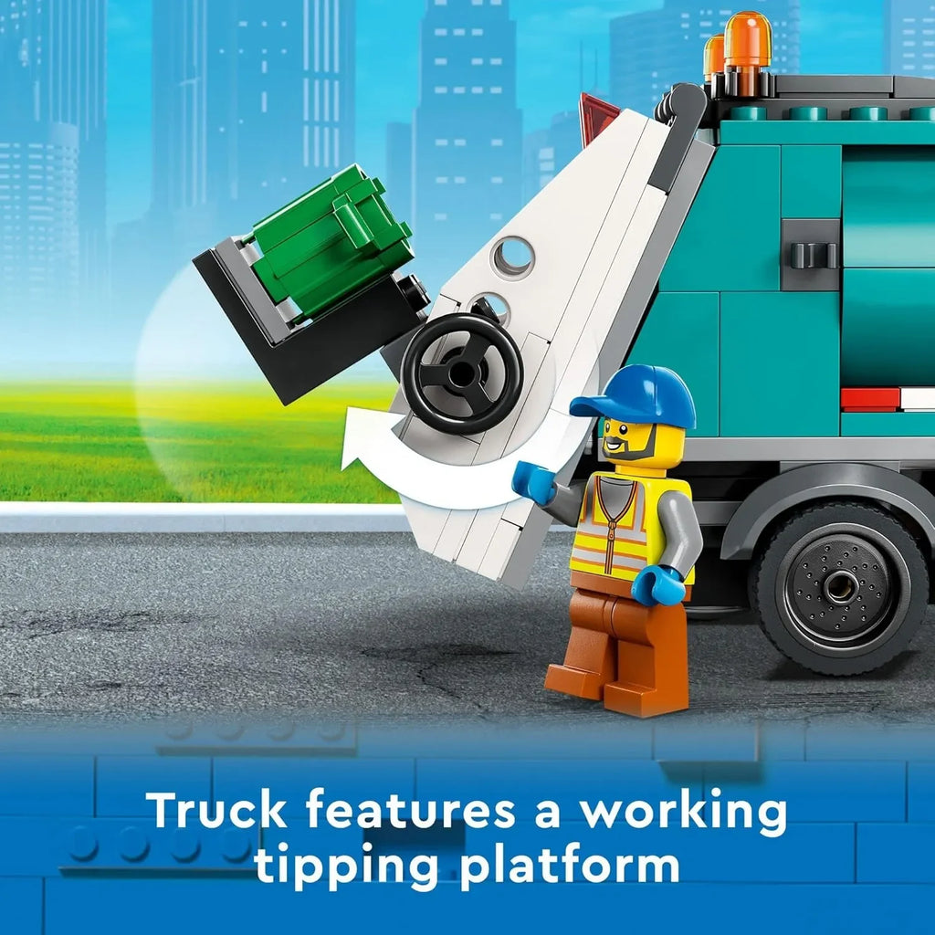 LEGO City Recycling Truck 60386 Building Toy Set | 261 Pieces | Environmental Learning Toy with Minifigures, Functional Recycling Center & Truck | STEM Building Blocks for Kids Age 5+ - Naivri