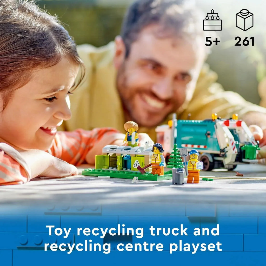 LEGO City Recycling Truck 60386 Building Toy Set | 261 Pieces | Environmental Learning Toy with Minifigures, Functional Recycling Center & Truck | STEM Building Blocks for Kids Age 5+ - Naivri