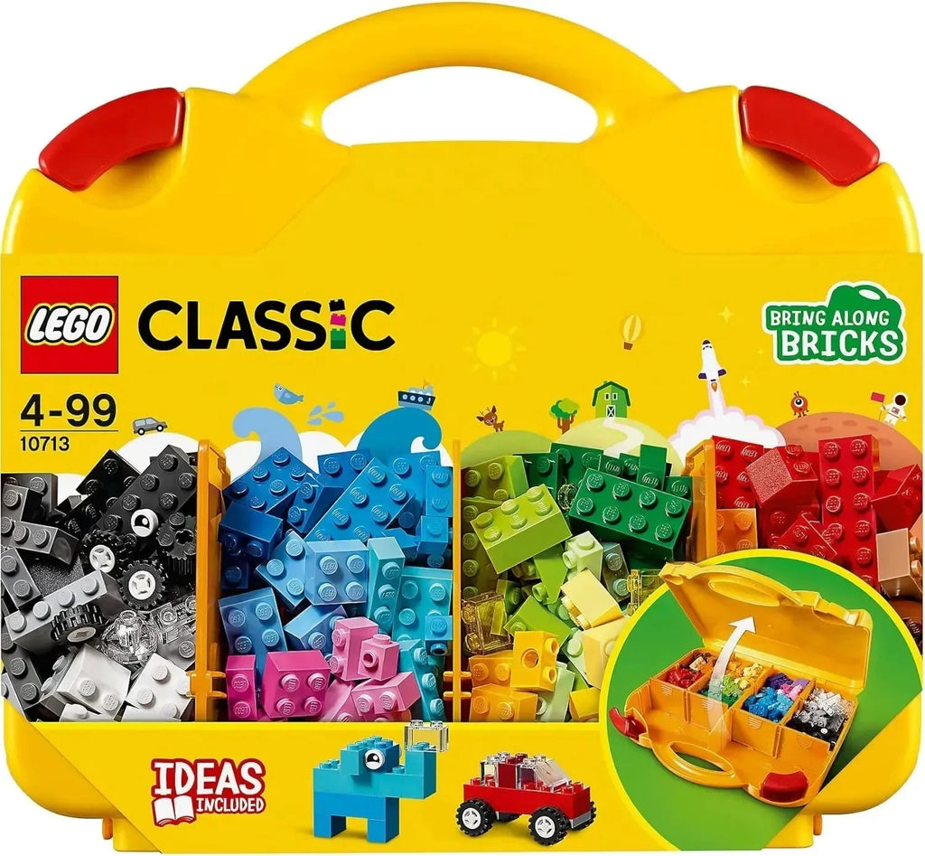 LEGO Classic 10713 Creative Suitcase – Building Brick Set for Kids with Storage Case (213 Pieces) - Naivri