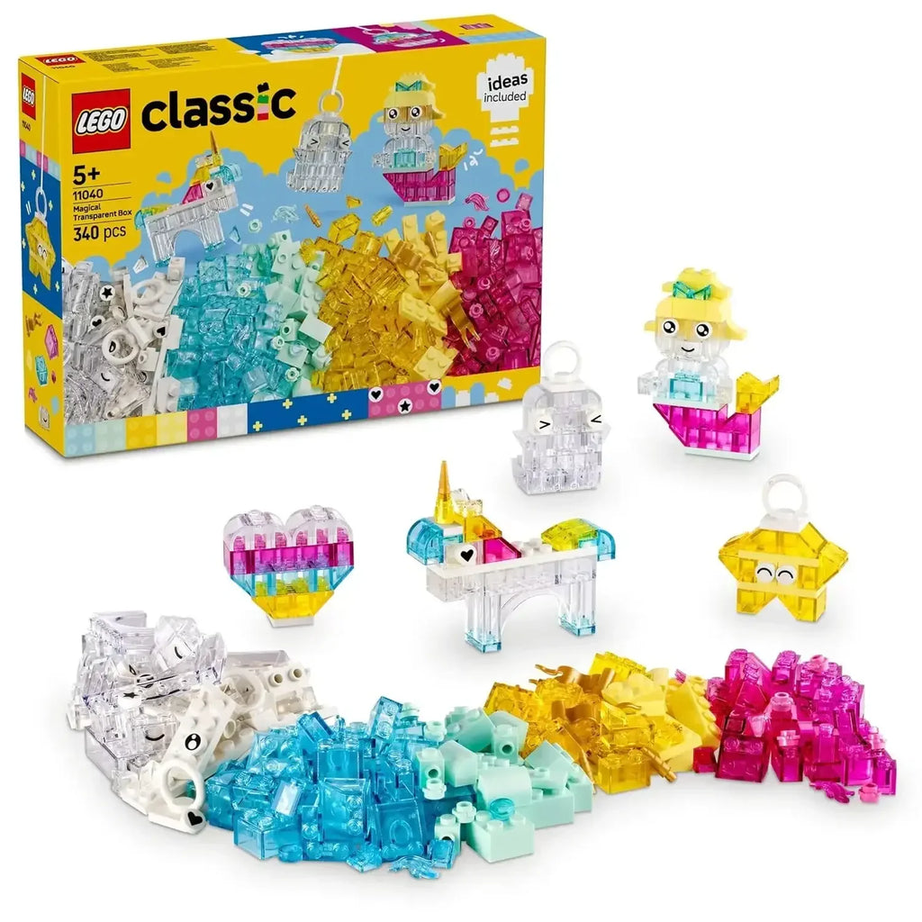 LEGO Classic Magical Transparent Box 11040 – Colorful Building Bricks Set for Kids 5+ - Naivri