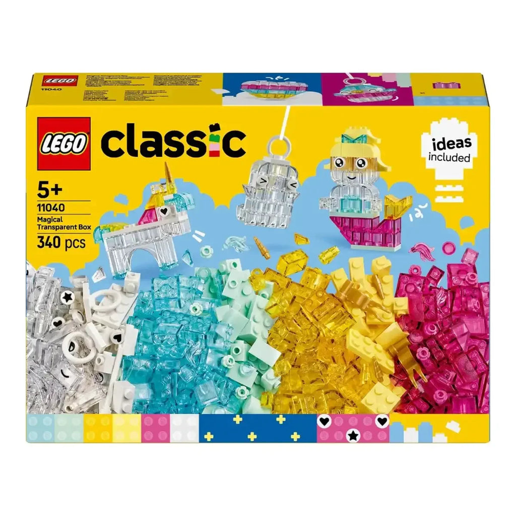 LEGO Classic Magical Transparent Box 11040 – Colorful Building Bricks Set for Kids 5+ - Naivri