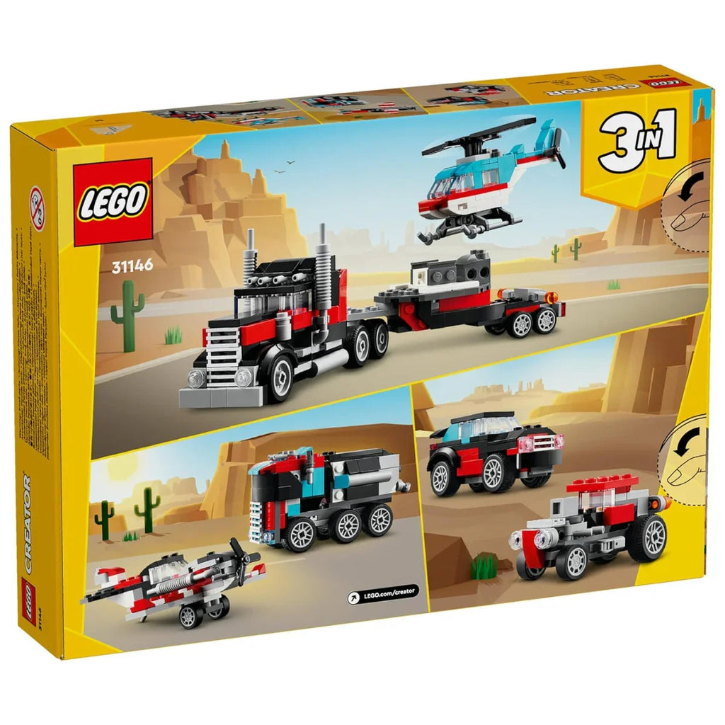 LEGO Creator 3-in-1 Flatbed Truck and Helicopter Building Toy for Kids - Naivri