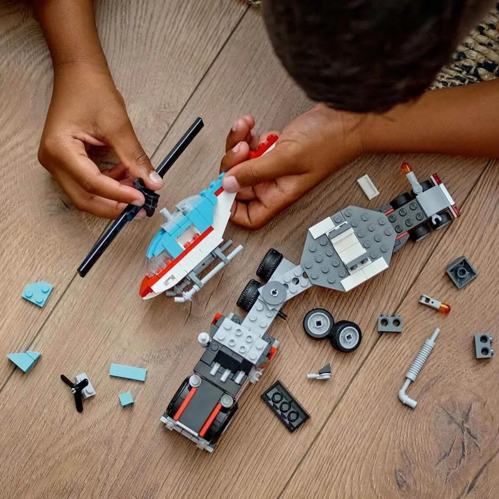 LEGO Creator 3-in-1 Flatbed Truck and Helicopter Building Toy for Kids - Naivri