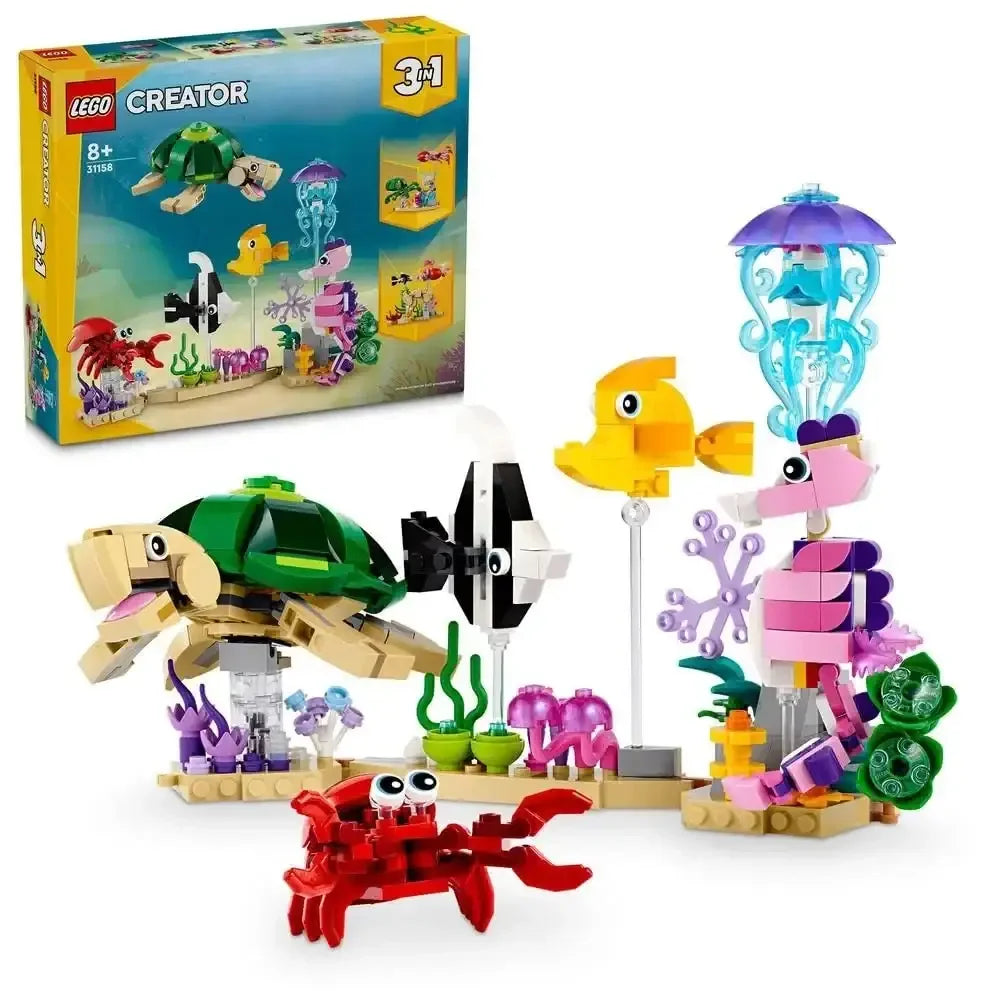 LEGO Creator 31158 Sea Animals – 3-in-1 Underwater Building Toy for Kids (421 Pieces) - Naivri