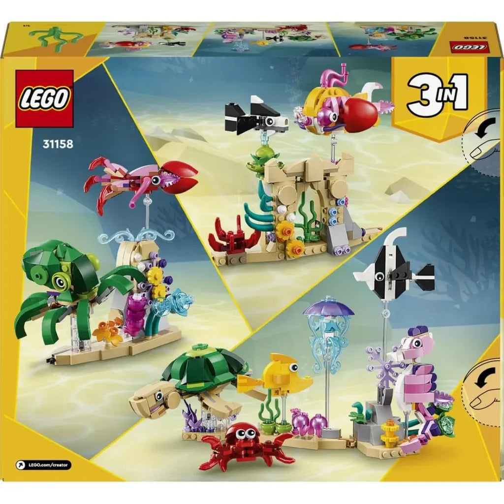 LEGO Creator 31158 Sea Animals – 3-in-1 Underwater Building Toy for Kids (421 Pieces) - Naivri
