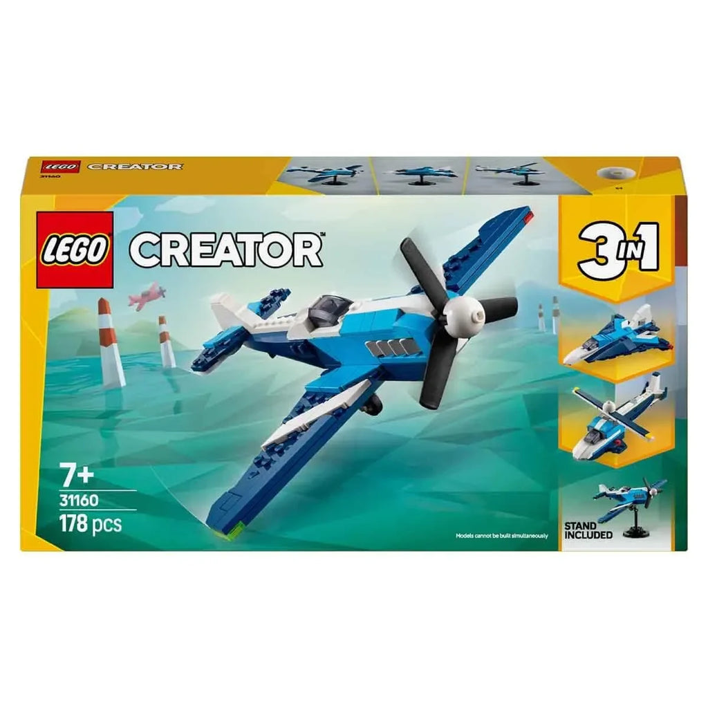 LEGO Creator 31160 Aircraft: Race Plane – 3-in-1 Building Toy Set for Kids 7+ - Naivri