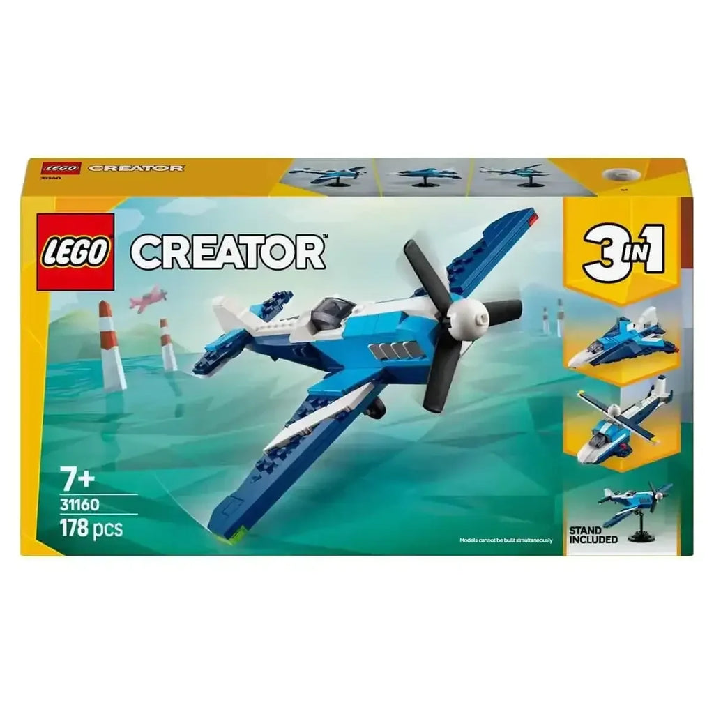 LEGO Creator 31160 Aircraft: Race Plane – 3-in-1 Building Toy Set for Kids 7+ - Naivri