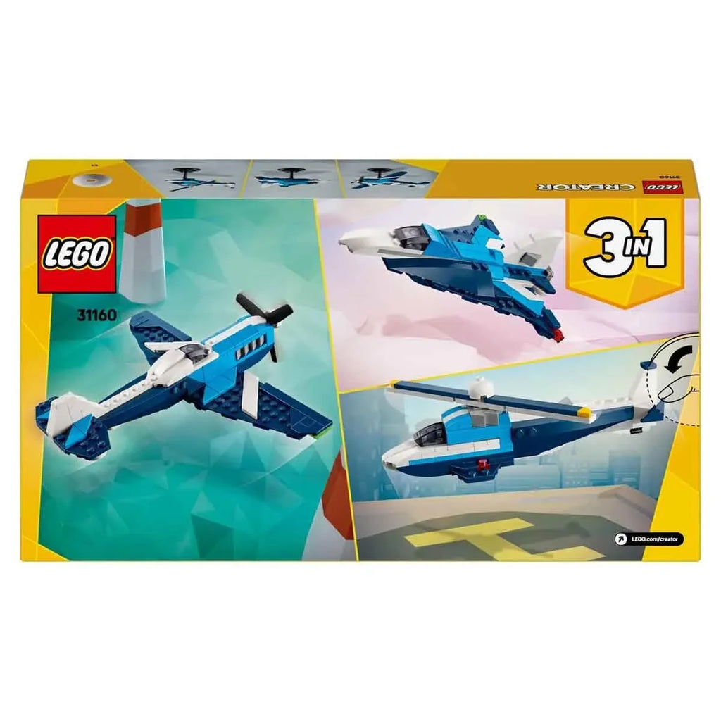 LEGO Creator 31160 Aircraft: Race Plane – 3-in-1 Building Toy Set for Kids 7+ - Naivri