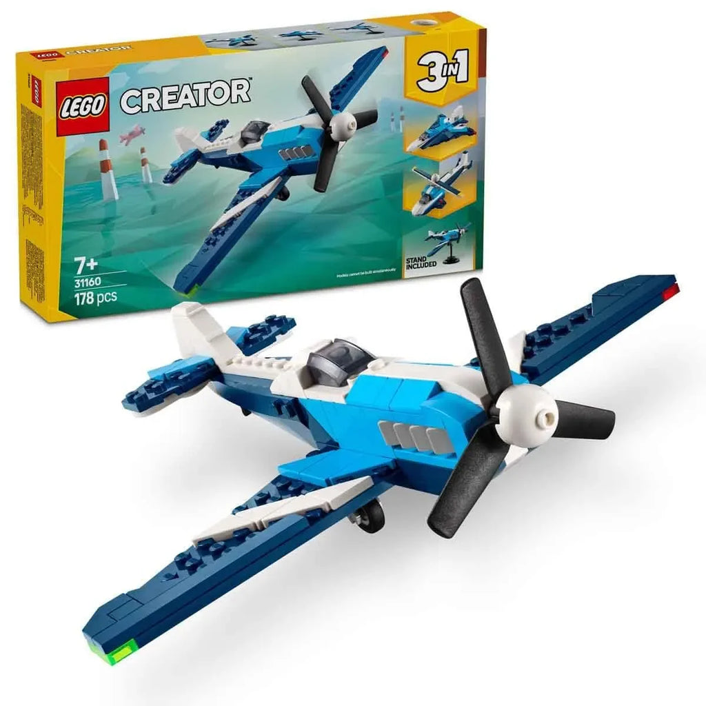 LEGO Creator 31160 Aircraft: Race Plane – 3-in-1 Building Toy Set for Kids 7+ - Naivri