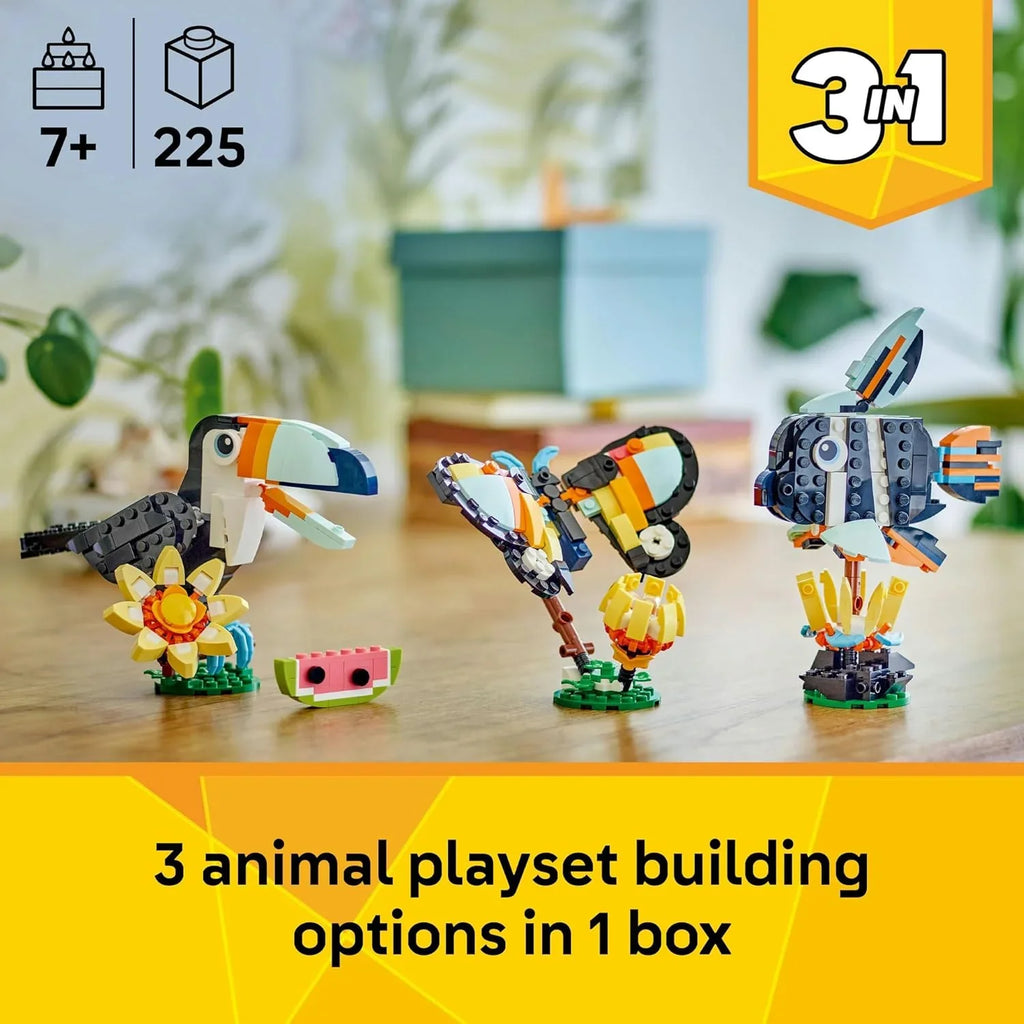 LEGO Creator 31173 Tropical Toucan 3-in-1 Animal Playset – Creative Building Kit for Kids 7+ - Naivri