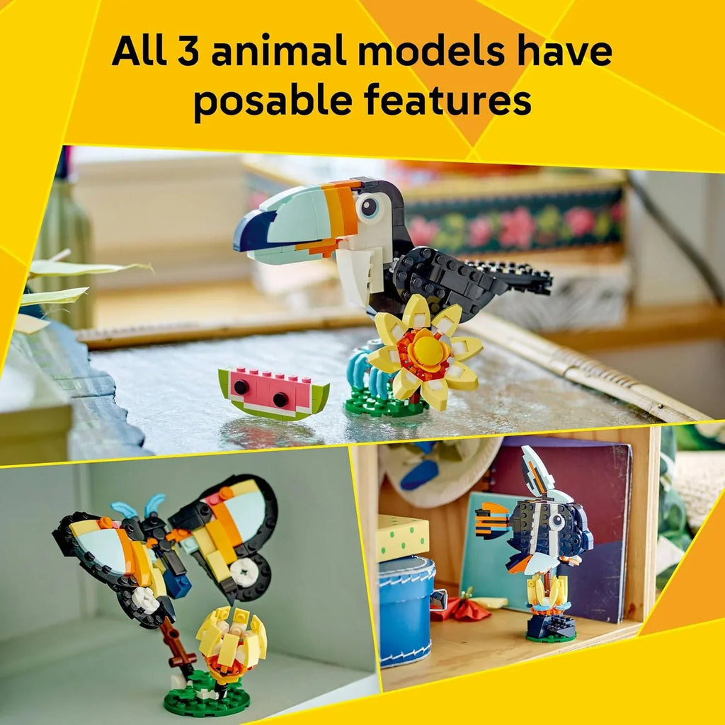 LEGO Creator 31173 Tropical Toucan 3-in-1 Animal Playset – Creative Building Kit for Kids 7+ - Naivri