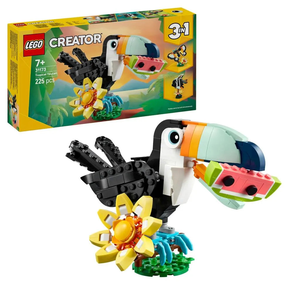 LEGO Creator 31173 Tropical Toucan 3-in-1 Animal Playset – Creative Building Kit for Kids 7+ - Naivri