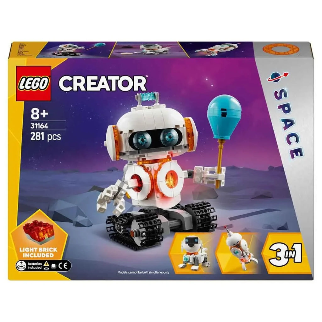 LEGO Creator 3in1 Space Robot Toy Science Playset 31164 – Build Robot, Rocket & Dog | STEM-Inspired Building Kit for Kids 8+ | Battery-Powered Light Brick | Gift for Boys & Girls - Naivri