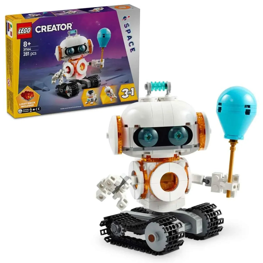 LEGO Creator 3in1 Space Robot Toy Science Playset 31164 – Build Robot, Rocket & Dog | STEM-Inspired Building Kit for Kids 8+ | Battery-Powered Light Brick | Gift for Boys & Girls - Naivri
