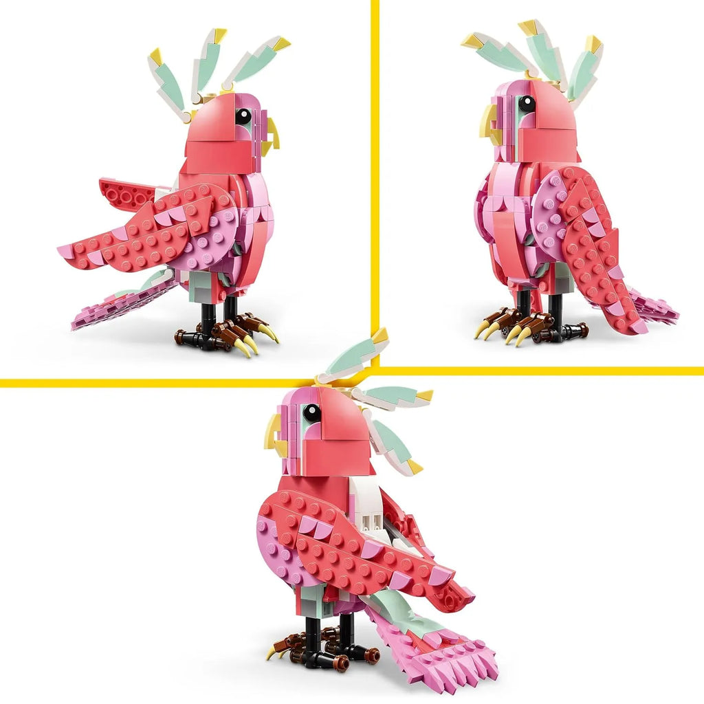 LEGO Creator 3in1 Wild Animals: Pink Flamingo Playset (31170) – Creative Building Blocks Toy for Kids 8+ | Build Flamingo, Cockatoo & Axolotl Models | Animal Toys for Boys and Girls - Naivri