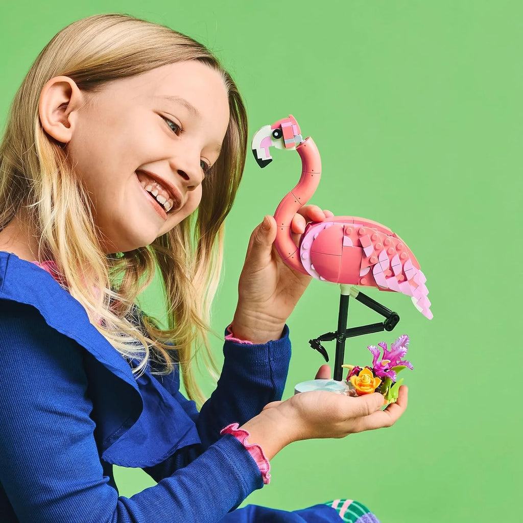 LEGO Creator 3in1 Wild Animals: Pink Flamingo Playset (31170) – Creative Building Blocks Toy for Kids 8+ | Build Flamingo, Cockatoo & Axolotl Models | Animal Toys for Boys and Girls - Naivri