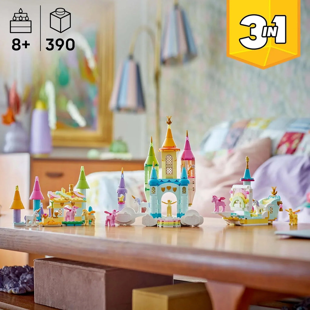 LEGO Creator Unicorn Fantasy 3-in-1 Castle Playset – Magical Building Kit for Kids 8+ - Naivri