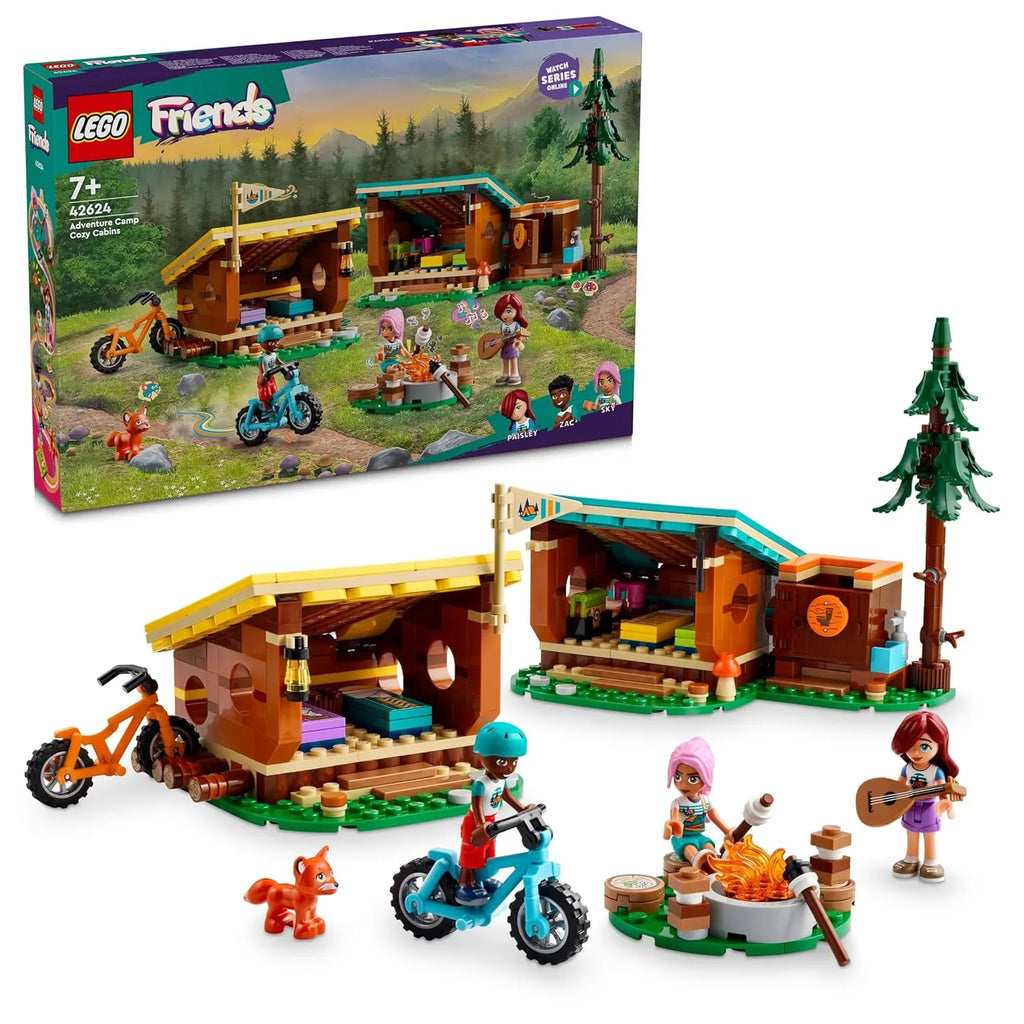 LEGO Friends 42624 Adventure Camp Cozy Cabins Set – Fun Camping Toy for Kids - Naivri