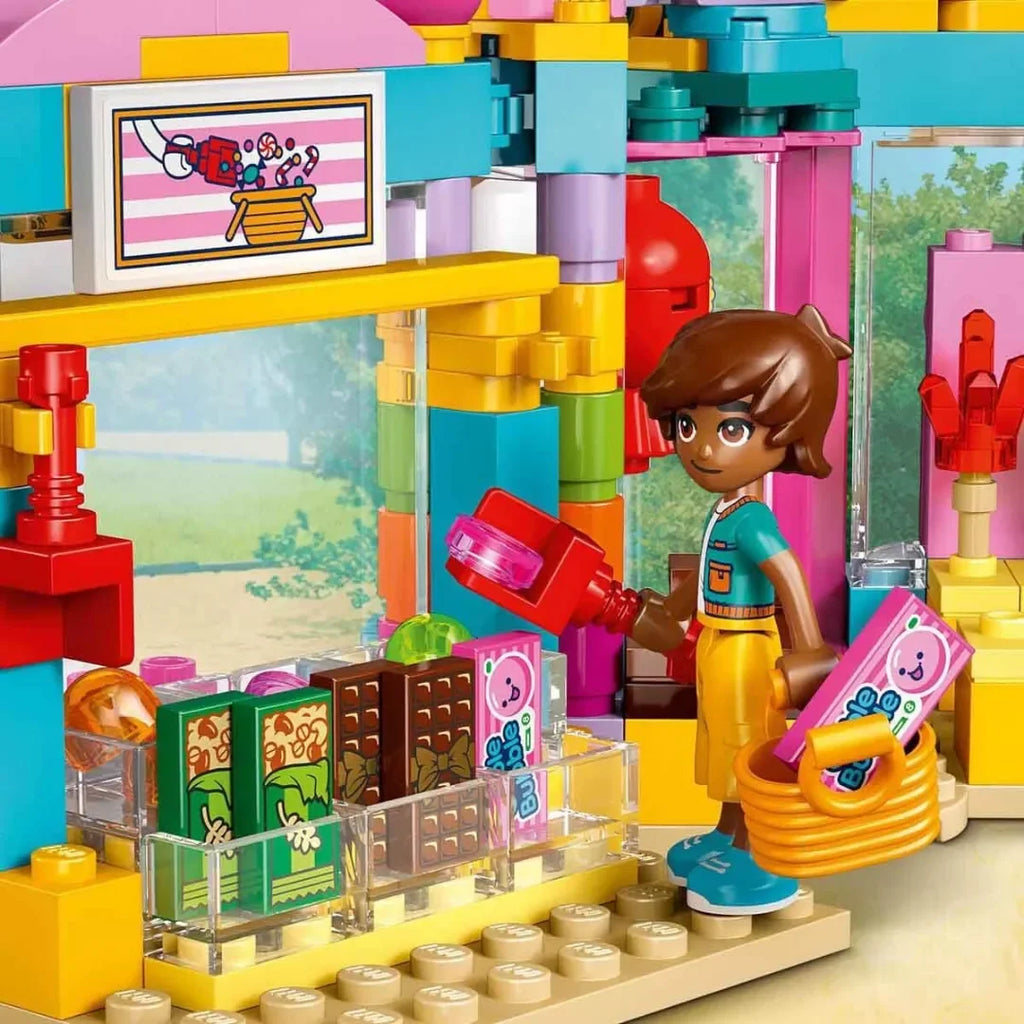 LEGO Friends 42649 Heartlake City Sweet Shop – Pretend Candy Store Building Set for Kids 6+, Includes Leo, Alba, Micro Doll, Cat Figure & Candy Accessories – Ideal Gift for Creative Play & Roleplaying Adventures - Naivri