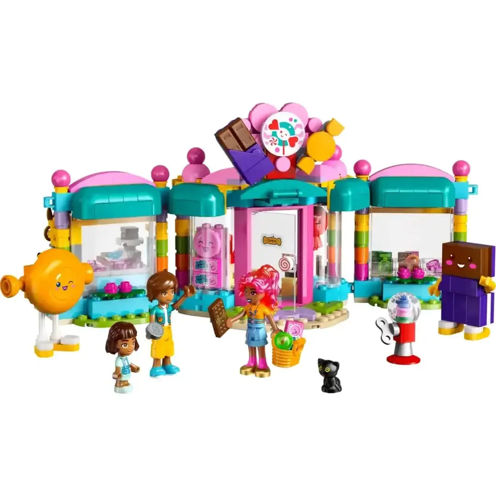 LEGO Friends 42649 Heartlake City Sweet Shop – Pretend Candy Store Building Set for Kids 6+, Includes Leo, Alba, Micro Doll, Cat Figure & Candy Accessories – Ideal Gift for Creative Play & Roleplaying Adventures - Naivri