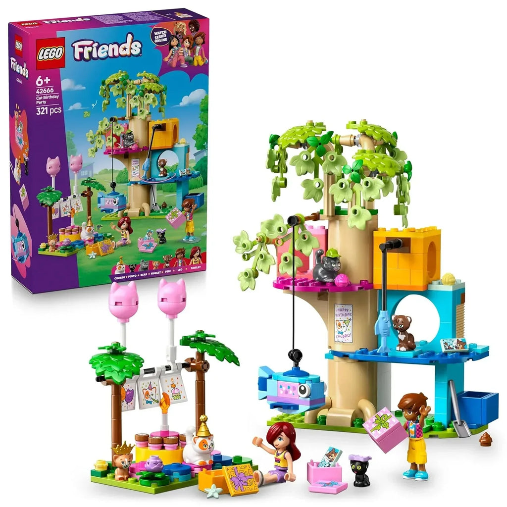 Lego Friends Cat Birthday Party & Tree House 42666 | Creative Cat-Lover’s Gift Set - Naivri