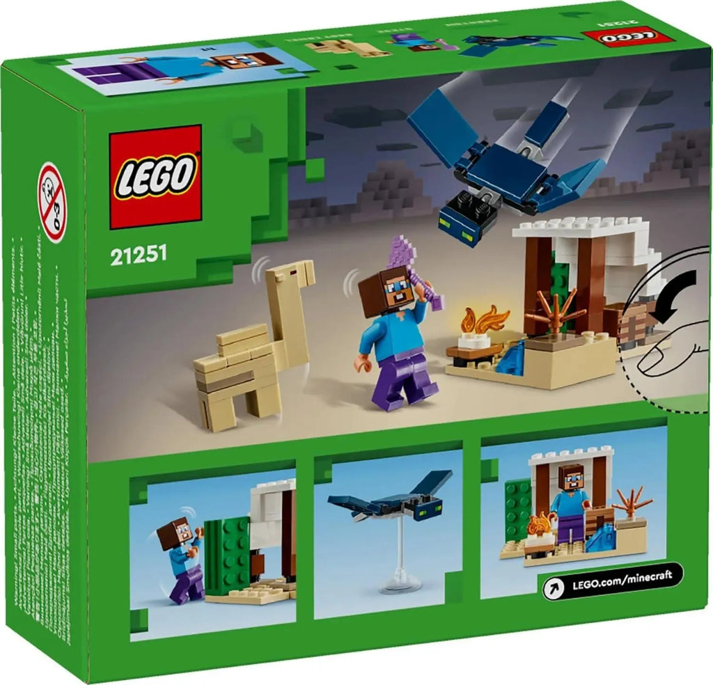 LEGO Minecraft 21251 Steve’s Desert Expedition – Creative Desert Biome Building Set for Kids Aged 6+, 75-Piece Construction Toy with Phantom, Baby Camel, Campfire & Shelter – Build & Play Minecraft Gift Set - Naivri
