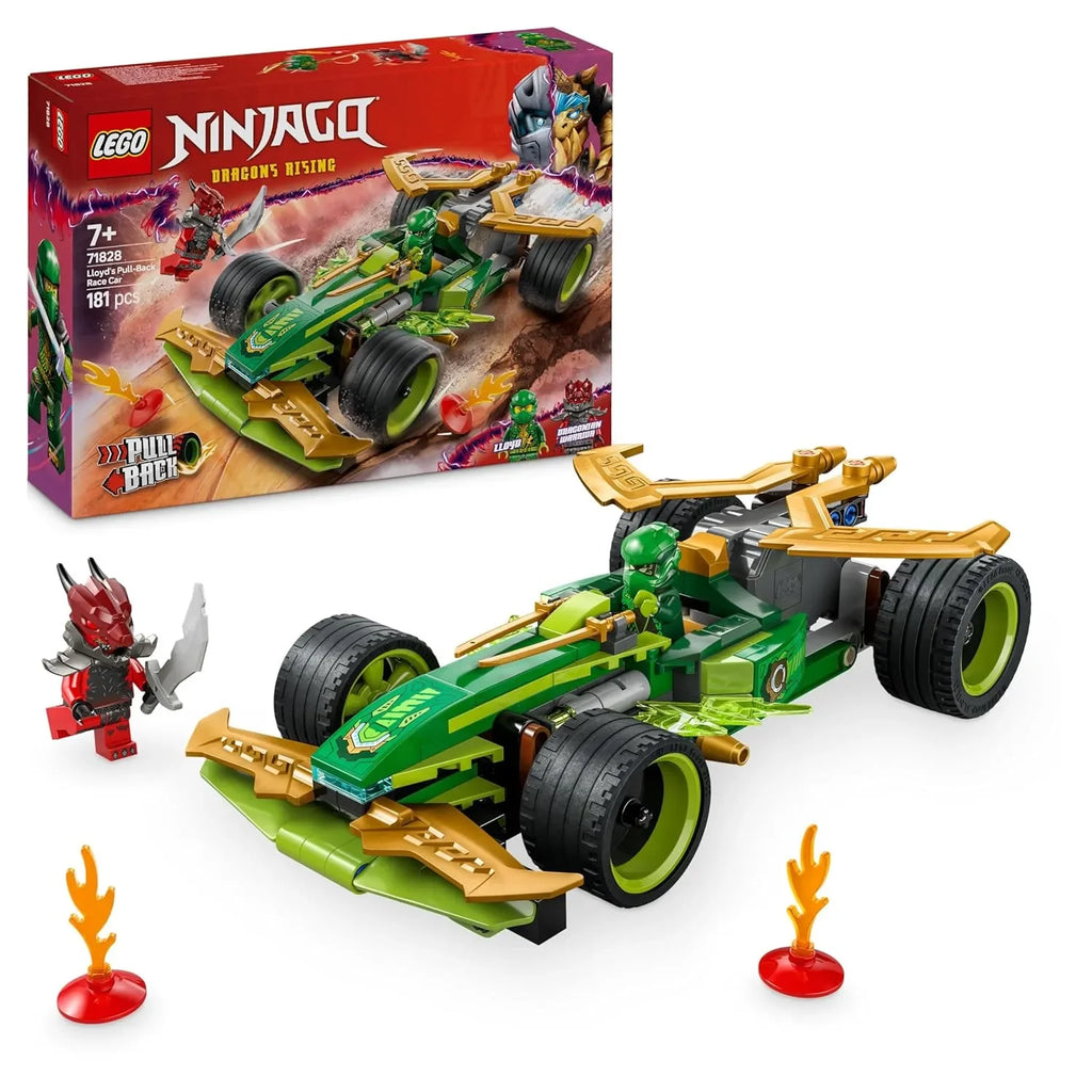 LEGO NINJAGO 71828 – Lloyd’s Pull-Back Race Car | Action-Packed Pull-Back Vehicle Toy for Kids Aged 7+ | With Lloyd & Dragon Warrior Minifigures | TV-Inspired Build & Play Set | Racing Toy for Boys & Girls - Naivri