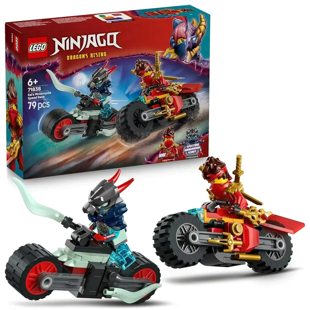Lego Ninjago Kai’s Motorcycle Speed Race Playset – 2 Ninja Bike Toys for Kids 6+ - Naivri