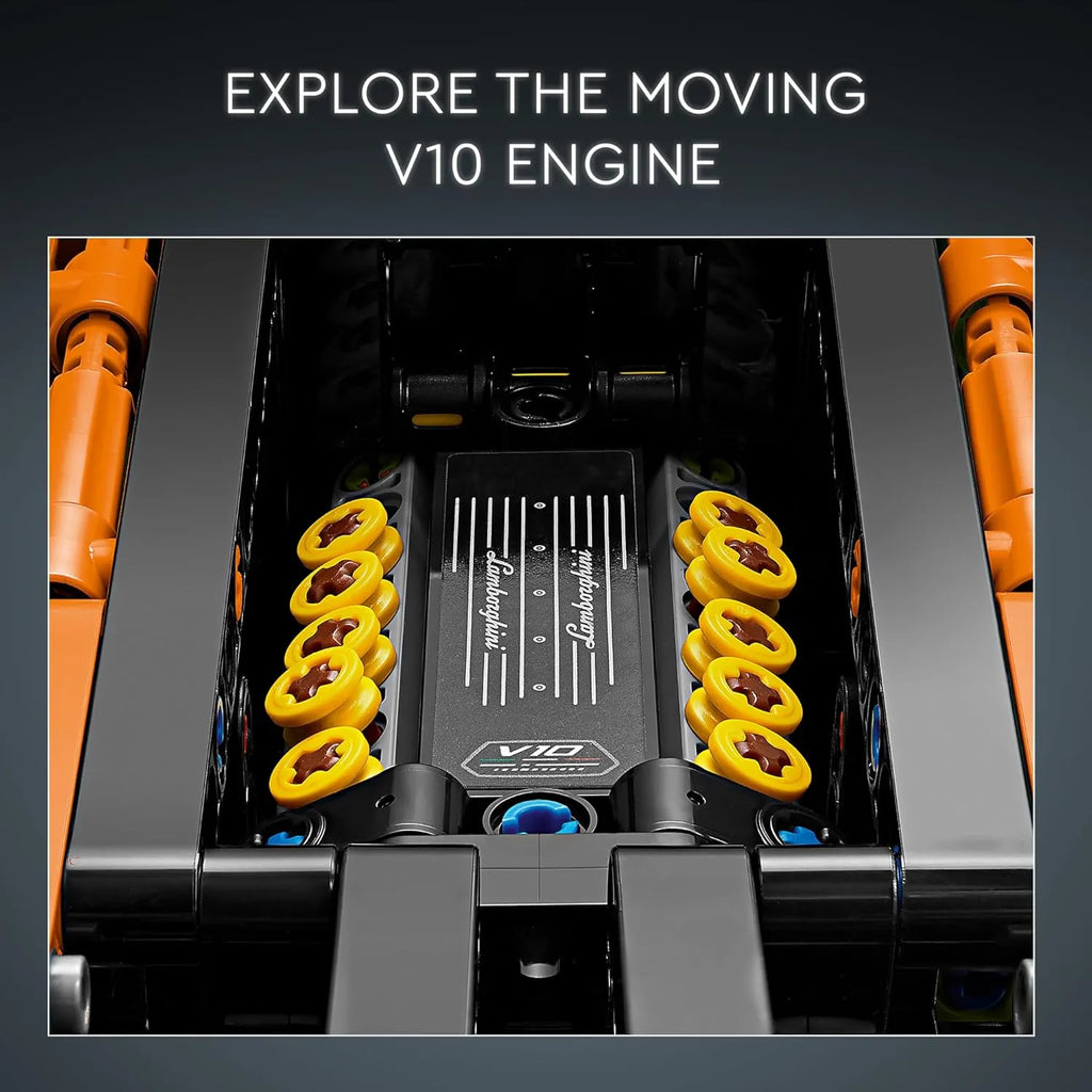 LEGO Technic 42196 Lamborghini Huracán Tecnica Orange – Supercar Building Toy for Kids 9+ - Naivri