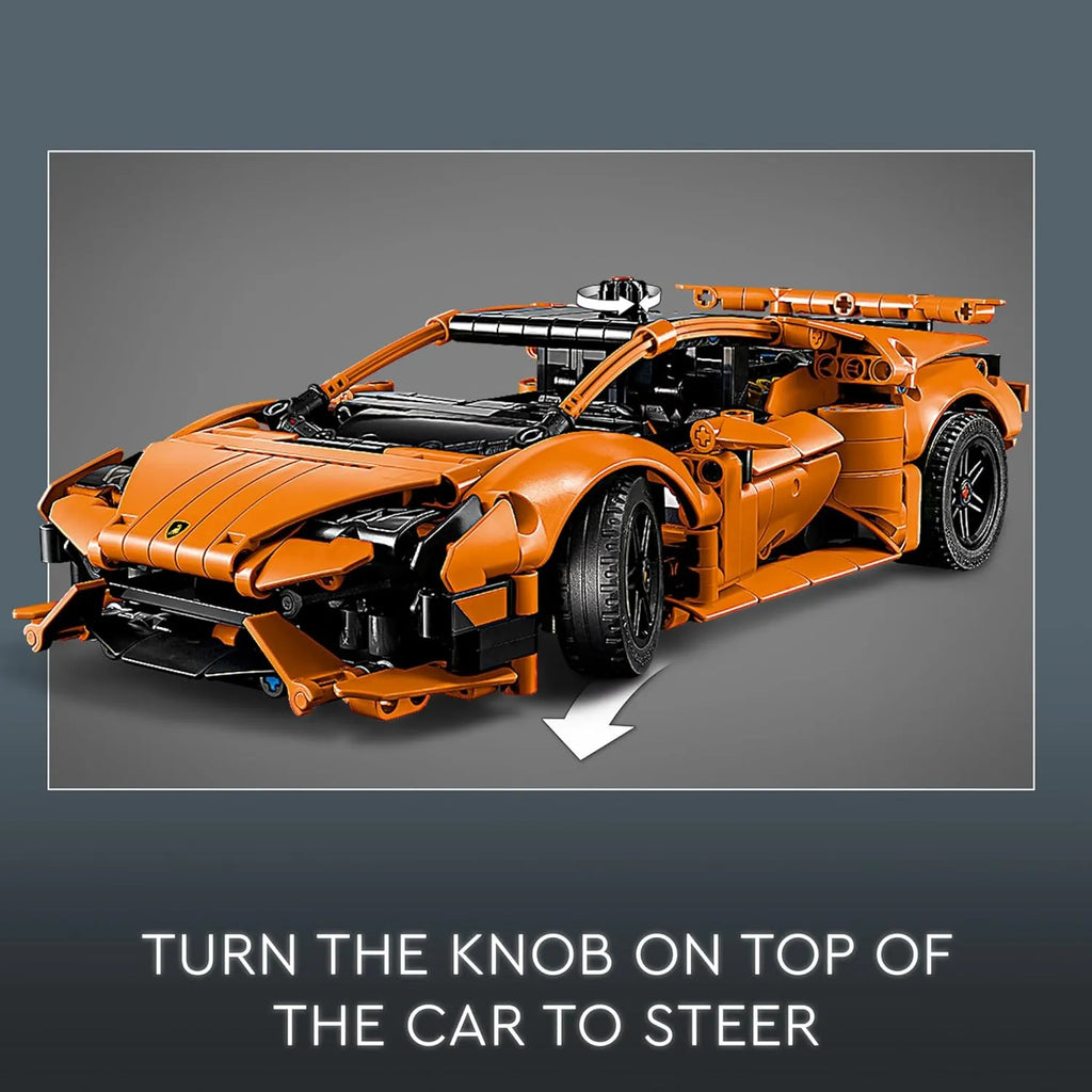 LEGO Technic 42196 Lamborghini Huracán Tecnica Orange – Supercar Building Toy for Kids 9+ - Naivri