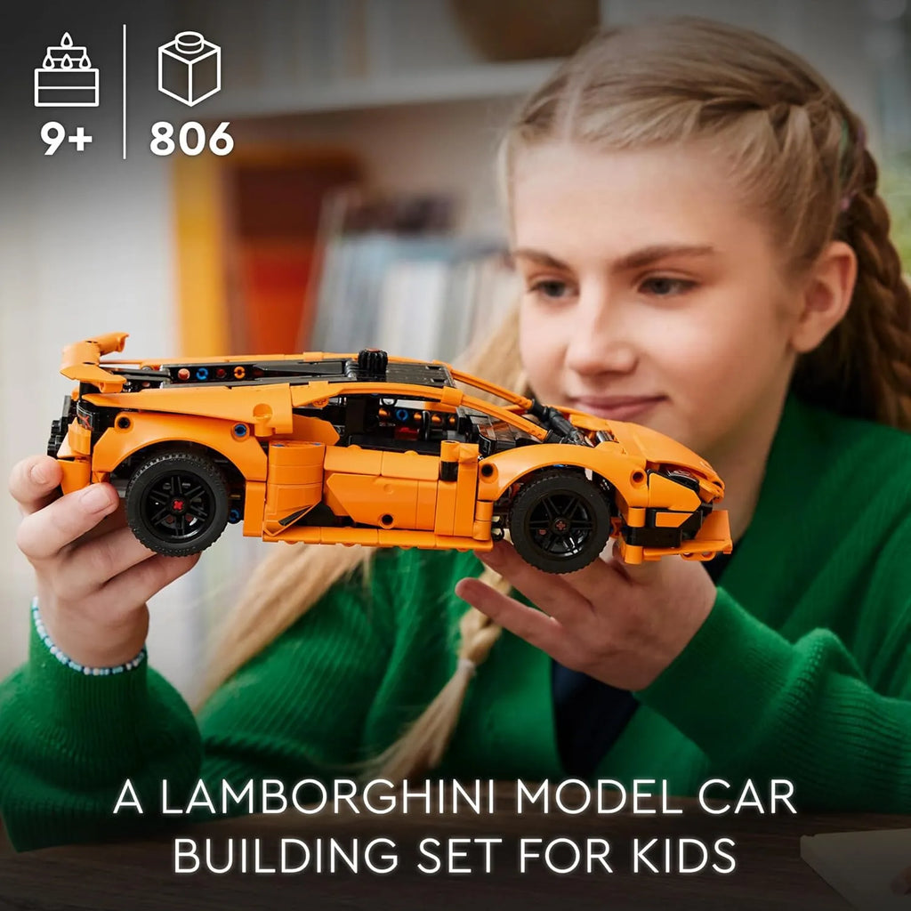 LEGO Technic 42196 Lamborghini Huracán Tecnica Orange – Supercar Building Toy for Kids 9+ - Naivri
