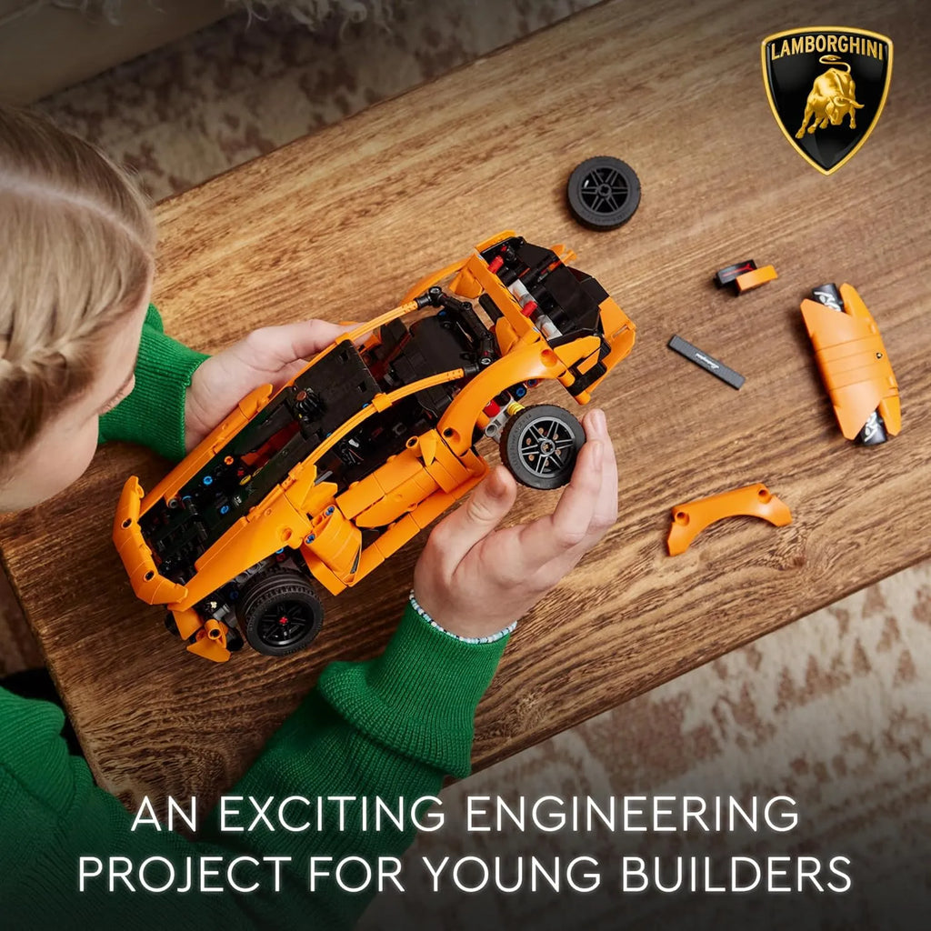 LEGO Technic 42196 Lamborghini Huracán Tecnica Orange – Supercar Building Toy for Kids 9+ - Naivri