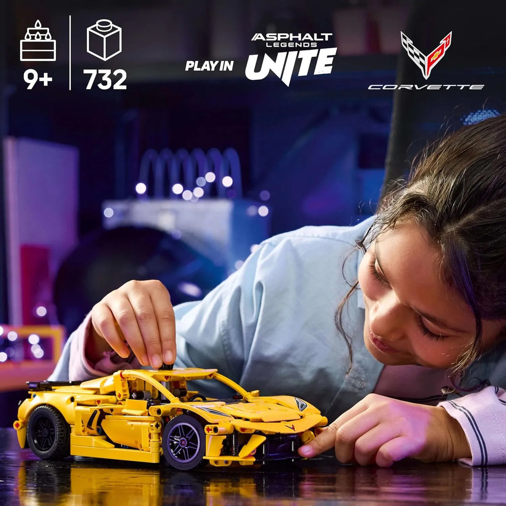 LEGO Technic Chevrolet Corvette Stingray Car Model Kit | Technic Building Blocks Toy Vehicle Set 42205 for Kids 9+ & Car Enthusiasts - Naivri
