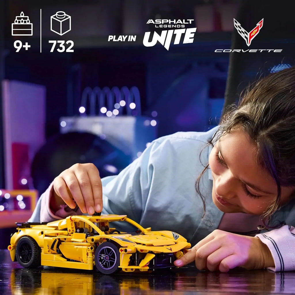 LEGO Technic Chevrolet Corvette Stingray Car Model Kit | Technic Building Blocks Toy Vehicle Set 42205 for Kids 9+ & Car Enthusiasts - Naivri