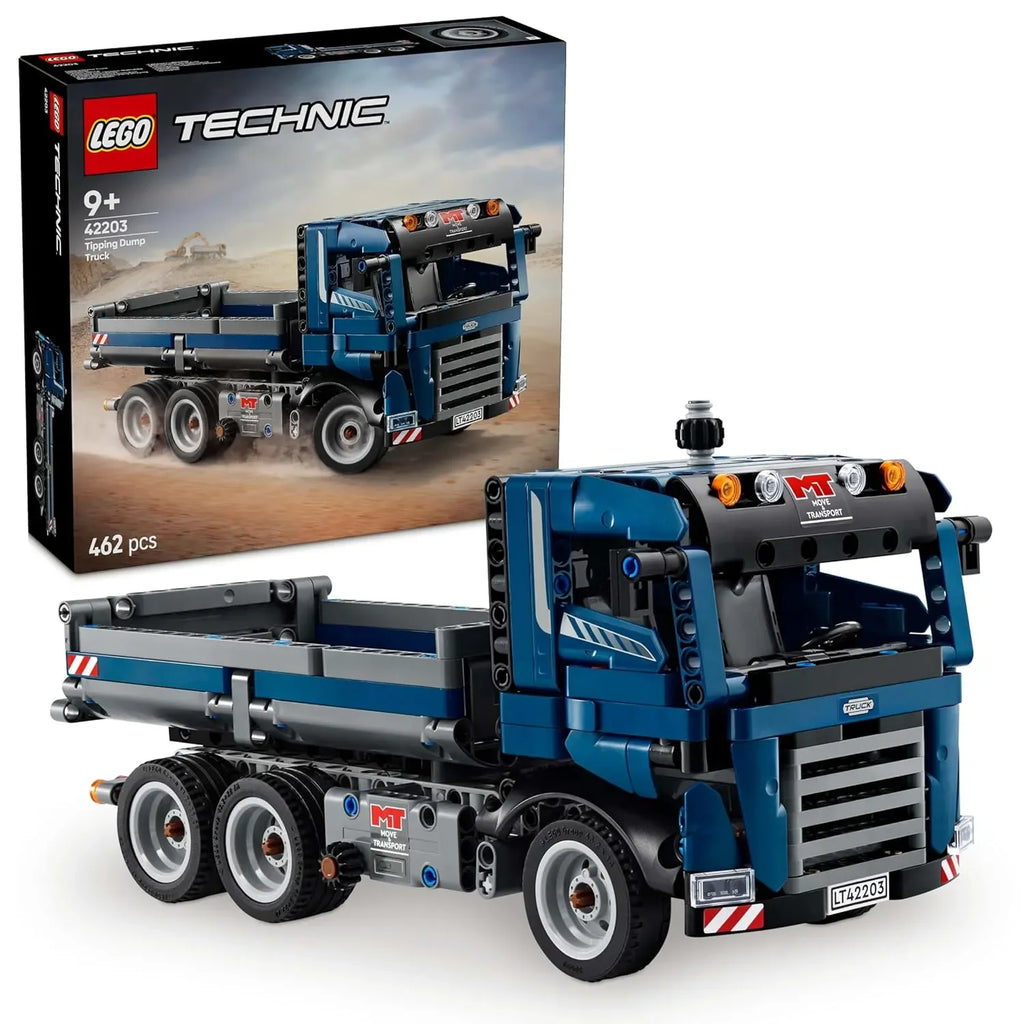 LEGO Technic Tipping Dump Truck Toy | Blue Construction Vehicle Set 42203 | STEM Building Toy for Kids 9+ | Engineering Gift for Boys and Girls - Naivri