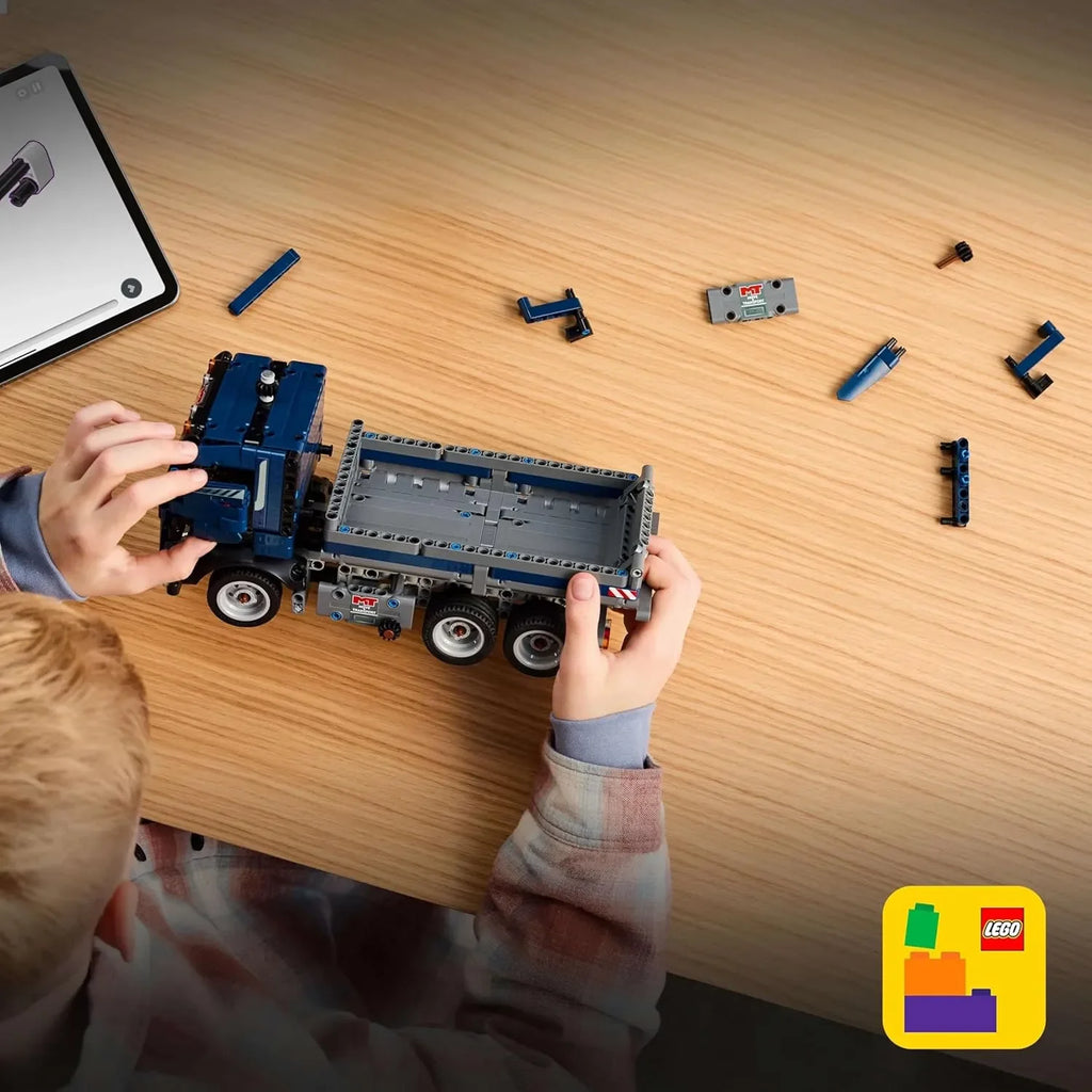 LEGO Technic Tipping Dump Truck Toy | Blue Construction Vehicle Set 42203 | STEM Building Toy for Kids 9+ | Engineering Gift for Boys and Girls - Naivri