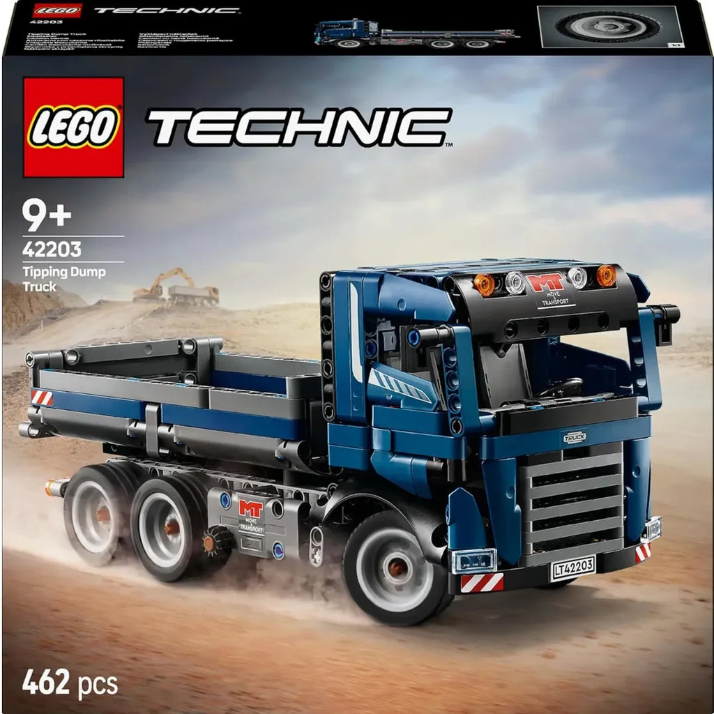 LEGO Technic Tipping Dump Truck Toy | Blue Construction Vehicle Set 42203 | STEM Building Toy for Kids 9+ | Engineering Gift for Boys and Girls - Naivri
