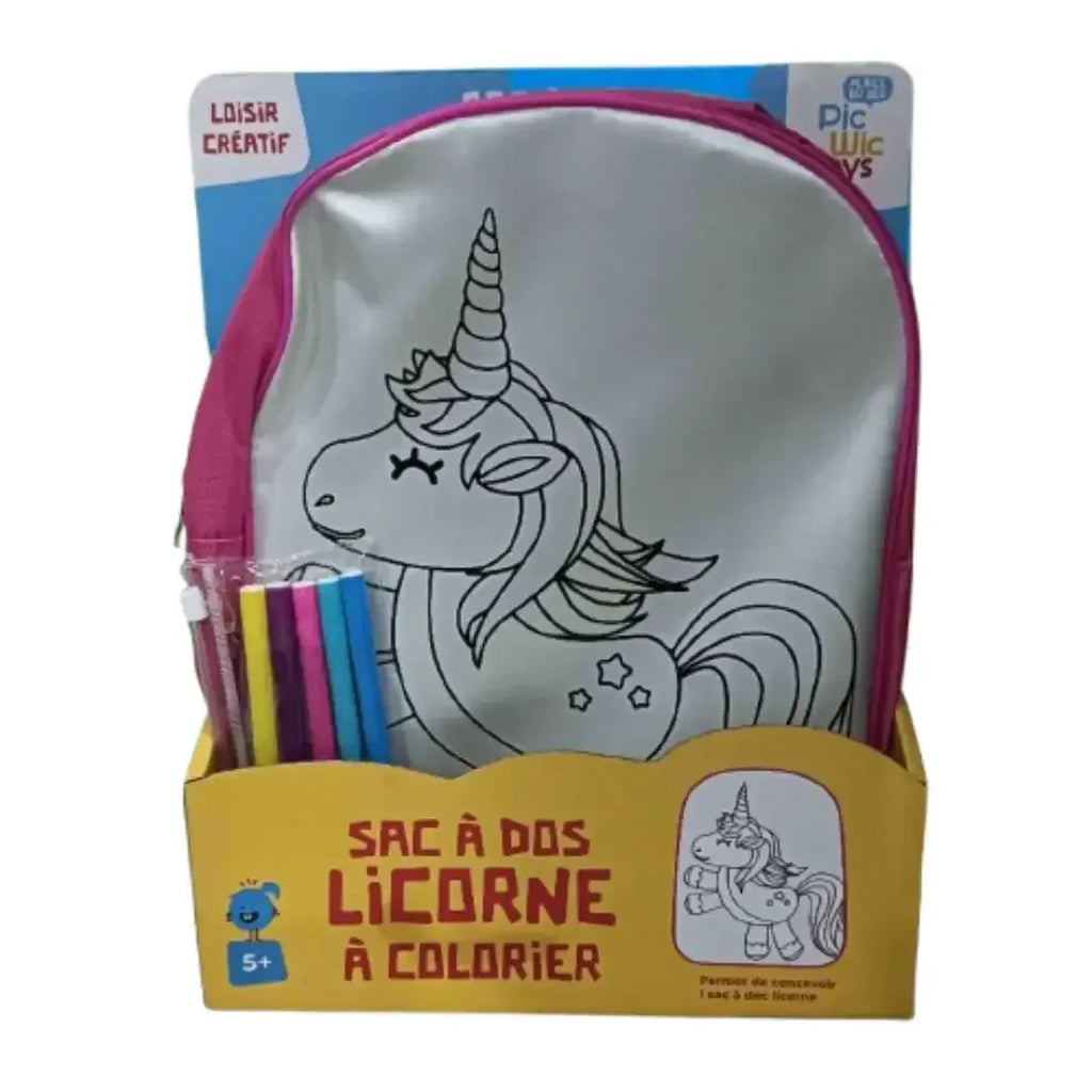 Leisure Creativity Unicorn DIY Colouring Backpack – Art & Craft Fun for Kids 5 Years+ - Naivri