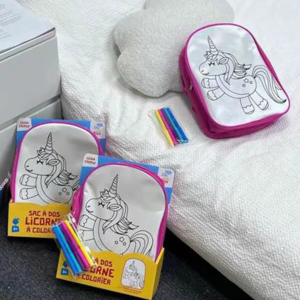 Leisure Creativity Unicorn DIY Colouring Backpack – Art & Craft Fun for Kids 5 Years+ - Naivri