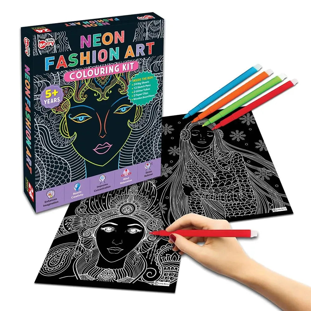 Little Berry Neon Fashion Art Colouring Kit - Naivri