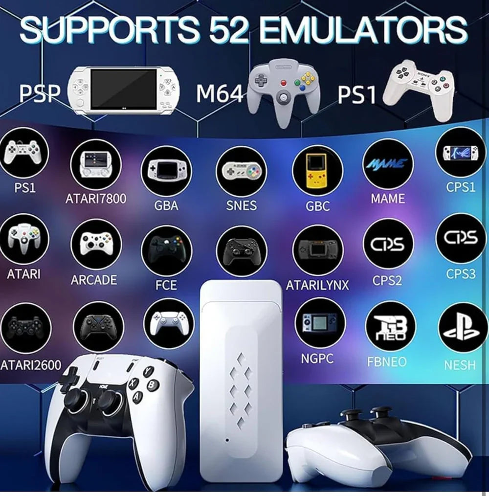 M22 Game Stick Console | 30,000+ Preloaded Modern & Retro Games | 64GB TF Card | 2.4G Wireless Dual Controllers | 1080p HDMI Plug & Play for TV | Supports 52+ Emulators - Naivri