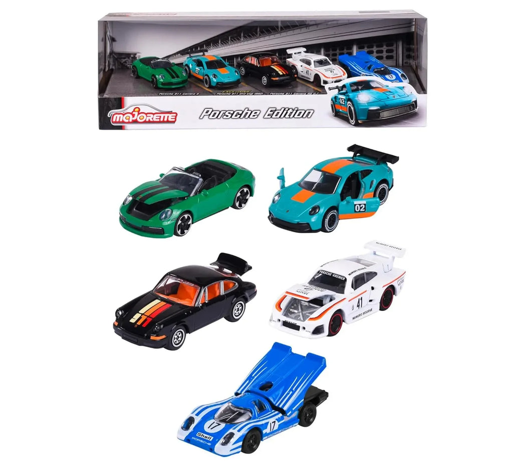 Majorette Porsche Edition Die-Cast Cars Collection Set – 5 Premium Racing Vehicles with Authentic Porsche Design, Opening Parts & Display Box – Scale Model Toys for Boys, Girls & Collectors Aged 3+ - Naivri
