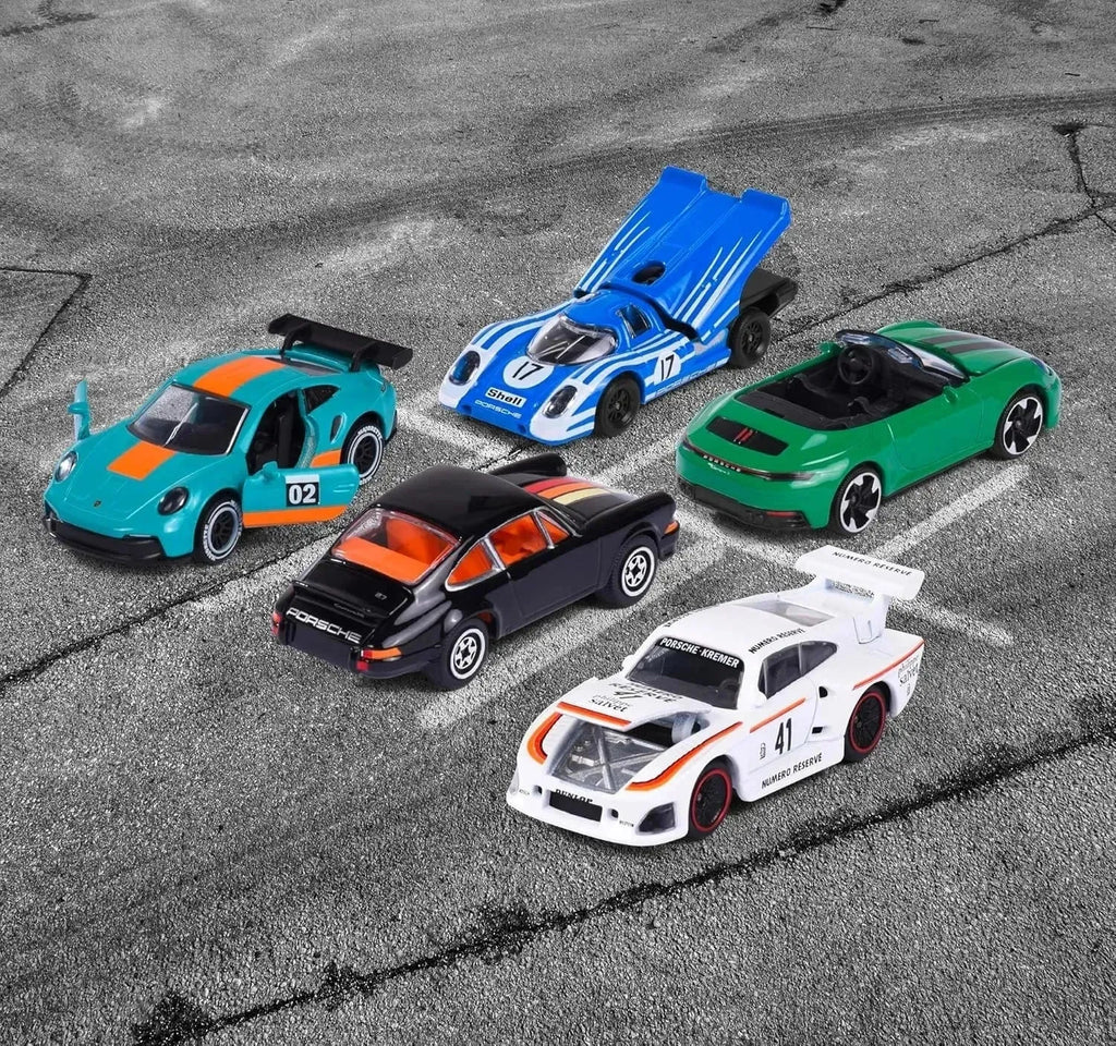 Majorette Porsche Edition Die-Cast Cars Collection Set – 5 Premium Racing Vehicles with Authentic Porsche Design, Opening Parts & Display Box – Scale Model Toys for Boys, Girls & Collectors Aged 3+ - Naivri