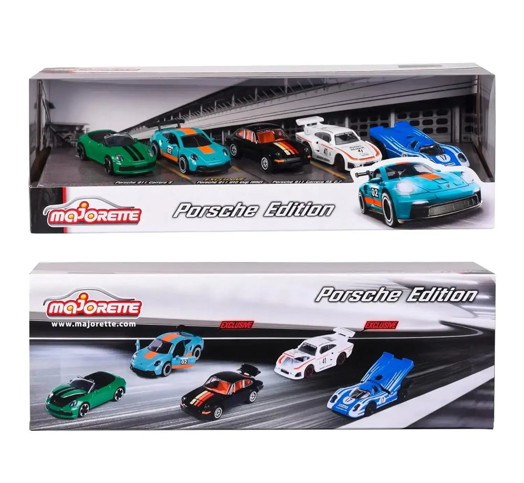 Majorette Porsche Edition Die-Cast Cars Collection Set – 5 Premium Racing Vehicles with Authentic Porsche Design, Opening Parts & Display Box – Scale Model Toys for Boys, Girls & Collectors Aged 3+ - Naivri