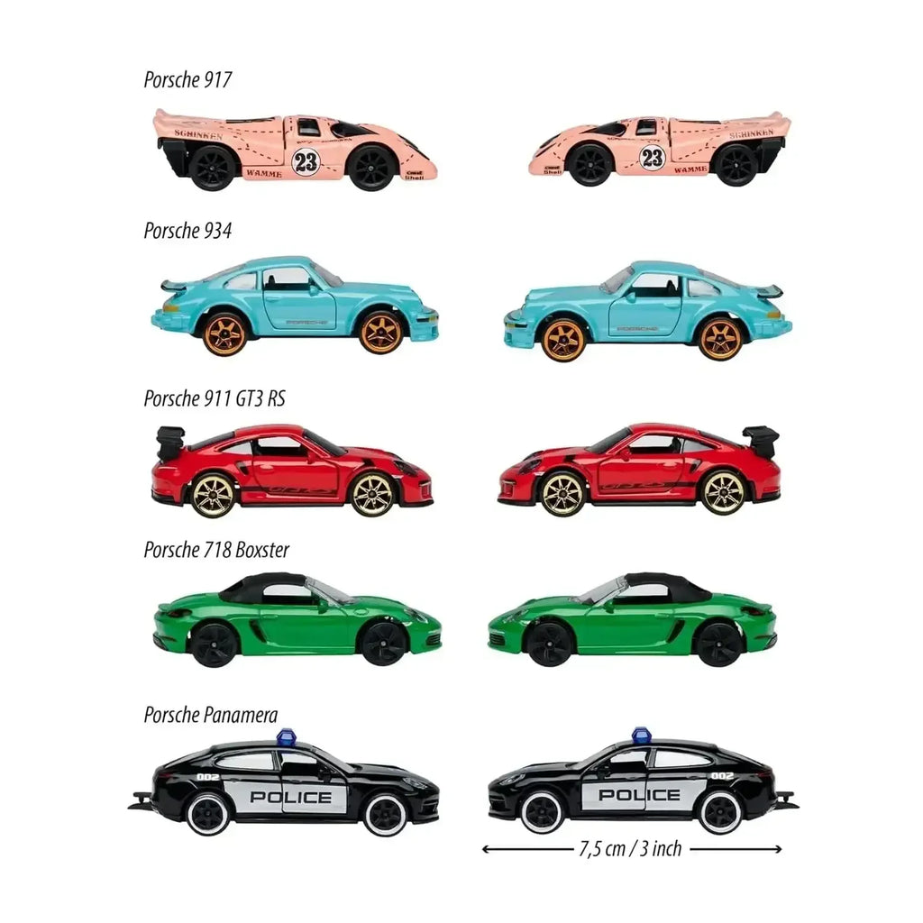 Majorette Porsche Gift Set – Colorful Racing Die-Cast Toy Cars with Rotating Wheels, Scale 1:64, Multicolor – Ideal for Car Fans, Collectors, Boys & Girls Aged 3+ - Naivri